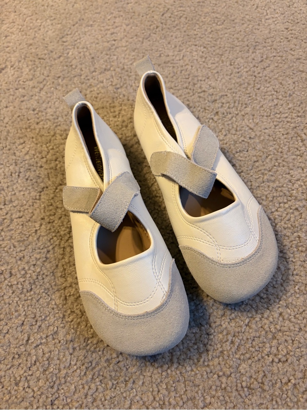 Amazon Cream and Light Gray women’s Mary Jane Flats with Suede Toe